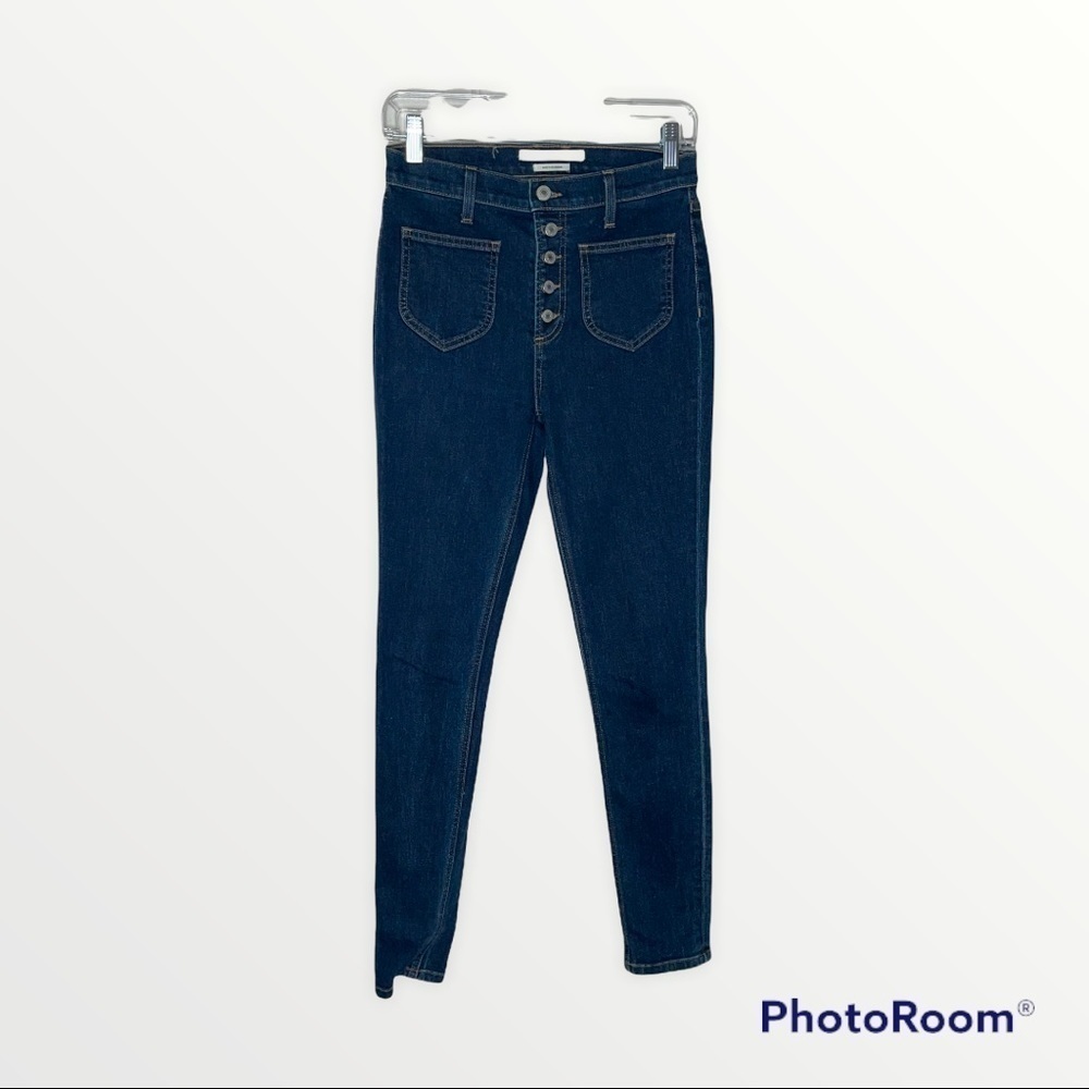Tularosa Nora High Rise Button Fly Skinny Jeans Dark Wash 27 - Picture 7 of 12